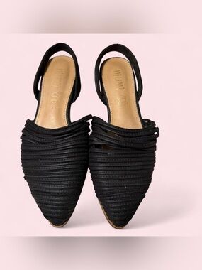 Women’s Black Braided Pointed Slingback Flats